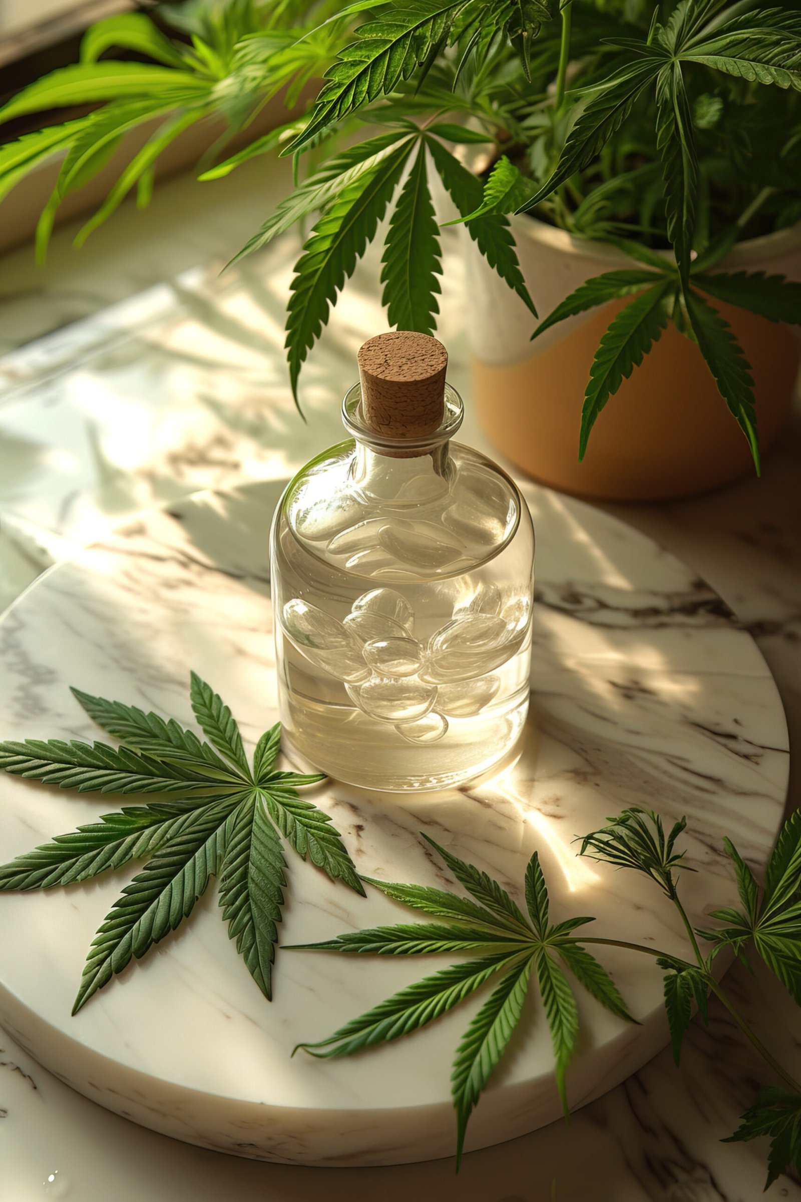 cosmetic item with marijuana leaves scaled